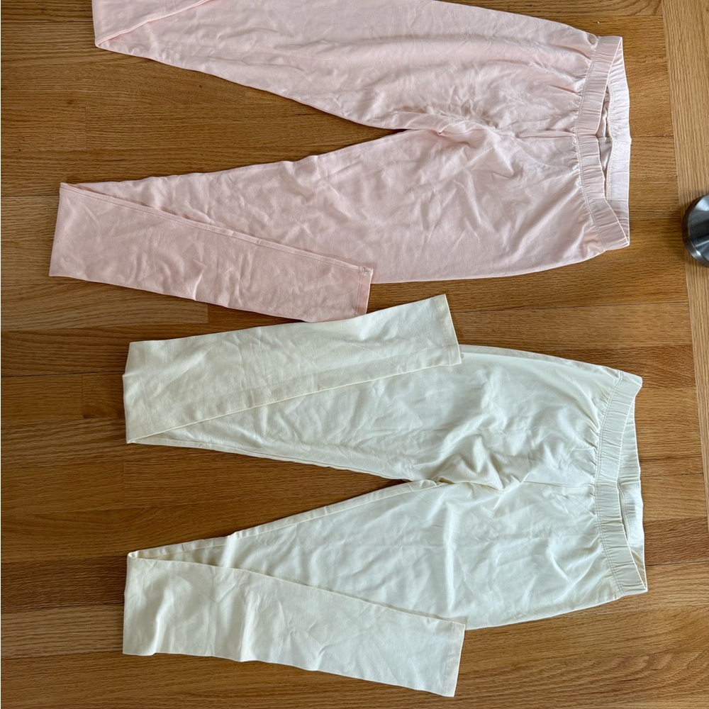 Femmora Women’s Set of Pink and Cream Cotton, Stretchy Leggings